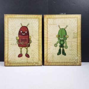 Robot Art Prints - Red and Green